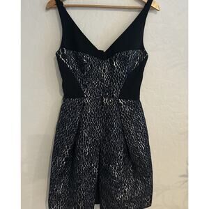 French Connection Y2K Glam Sparkle Ray Fit Flare Mini Sparkle Dress 8 Black
